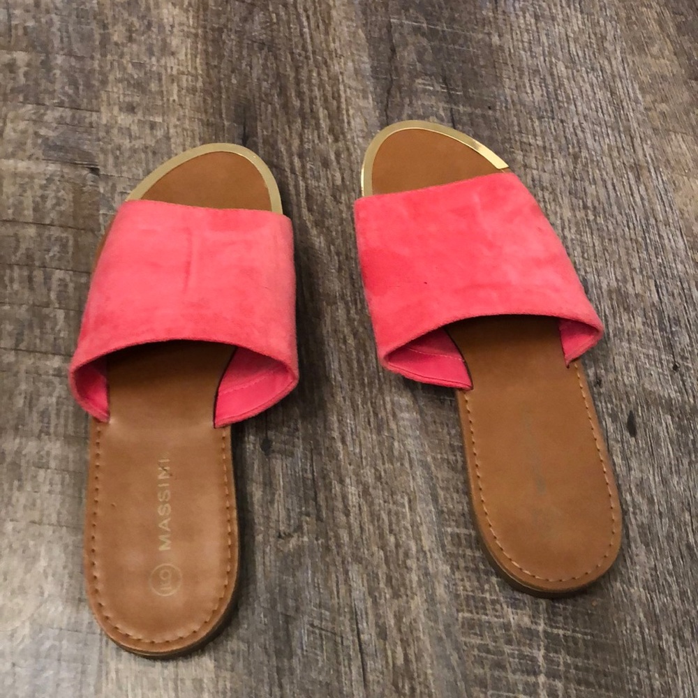 Hot pink and gold slides